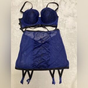 Victoria's Secret Midnight Blue Lace Bra Set